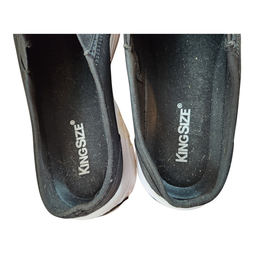 KIng Size mens slip on shoes sz 13W black white comfort slide 15049 - Picture 9 of 11